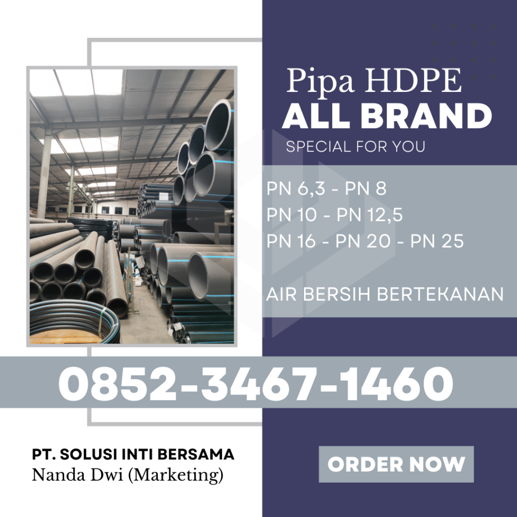 Harga Pipa HDPE Jabodetabek 2025 - Jakarta Bogor Depok Tangerang Bekasi | PT SOLUSI INTI BERSAMA menjual dengan Merk Trilliun Vinilon Unilon Rucika Westpex Supramas Maspion